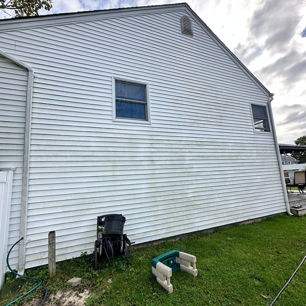 The same siding after soft washing