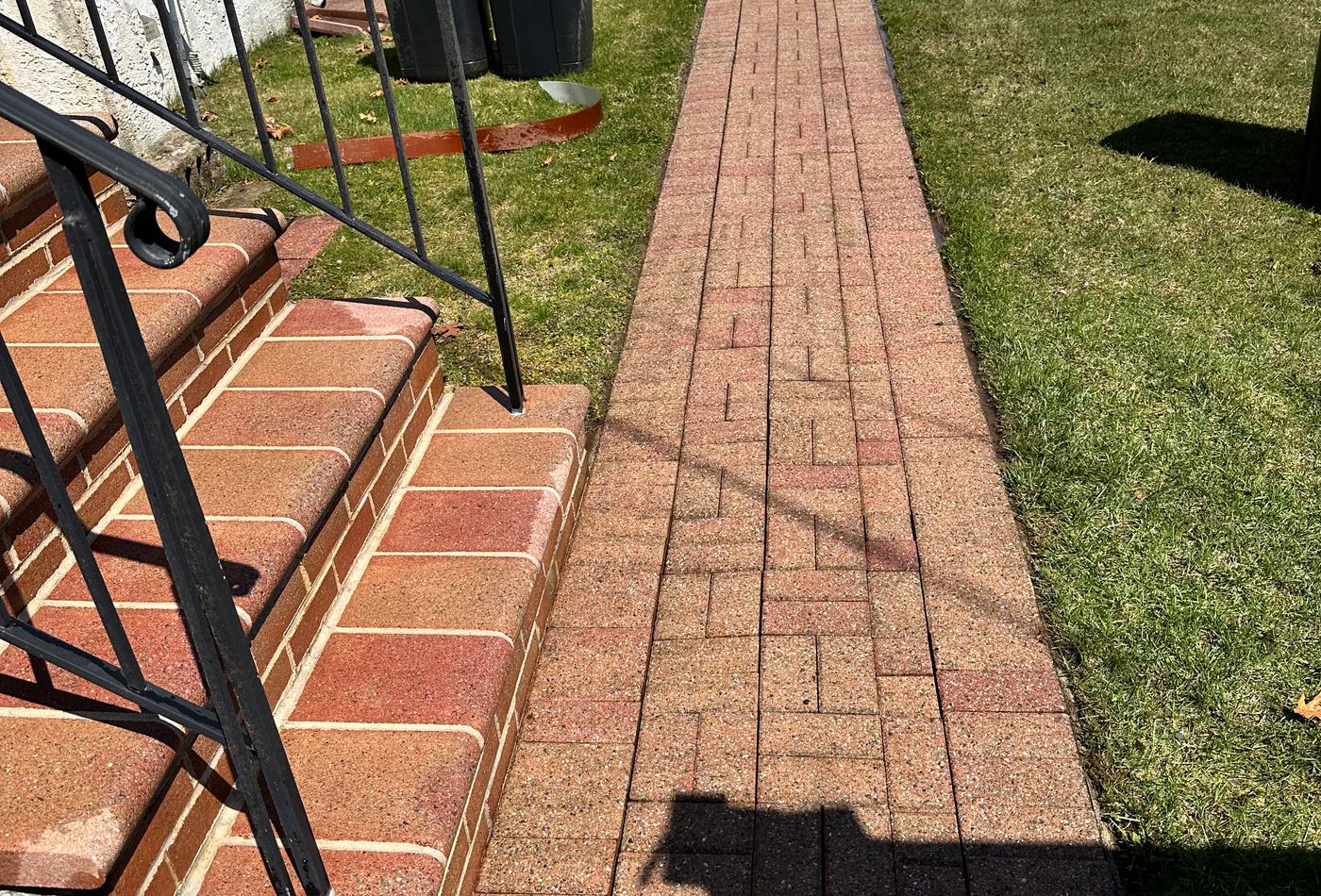 Brick walkway after cleaning